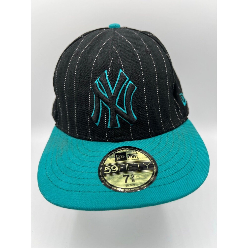 New Era 59FIFTY NY Yankees Pinstripe Fitted Hat Black/Teal Size 7 3/8